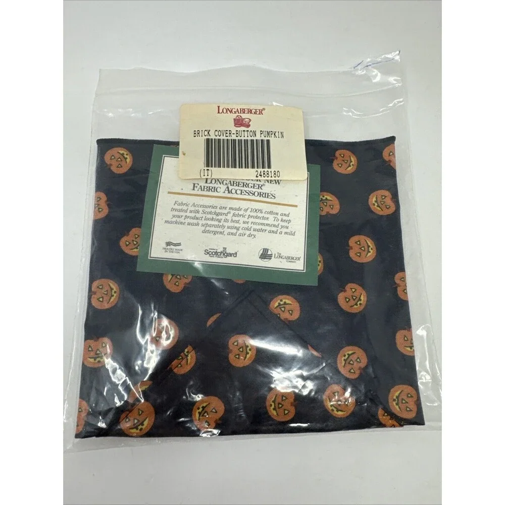 LONGABERGER BASKET BUTTON BRICK COVER #2488180 PUMPKIN NOS NEW jack o lantern